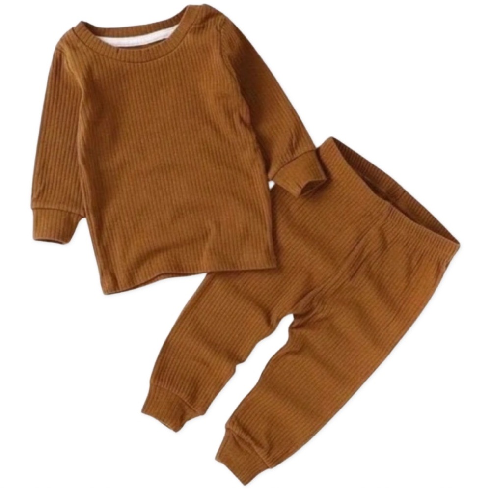 Blush Lotus | Baby Ribbed Cotton Set in Cognac | Various
